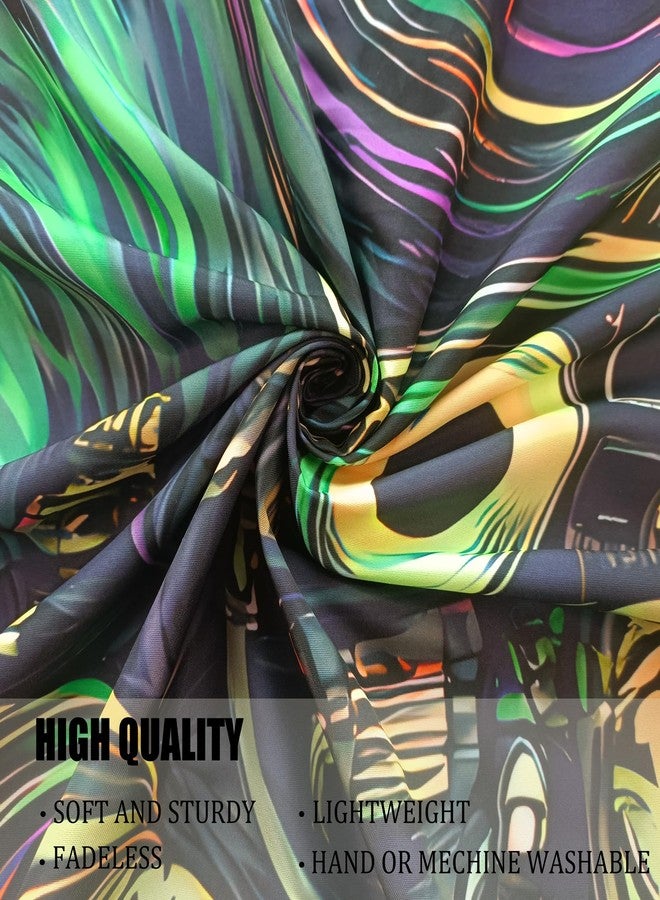TUGCAY Blacklight Astronaut Tapestry, UV Reactive Funny DJ Music Tapestry Trippy Hip Hop Coconut Tree Galaxy Space Wall Hanging Tapestries Decor for Home 59.1in x 51.2in - Image 4